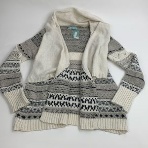 Maurice’s Cardigan Sweater Size Large Open front Creme Black Gray New NWT